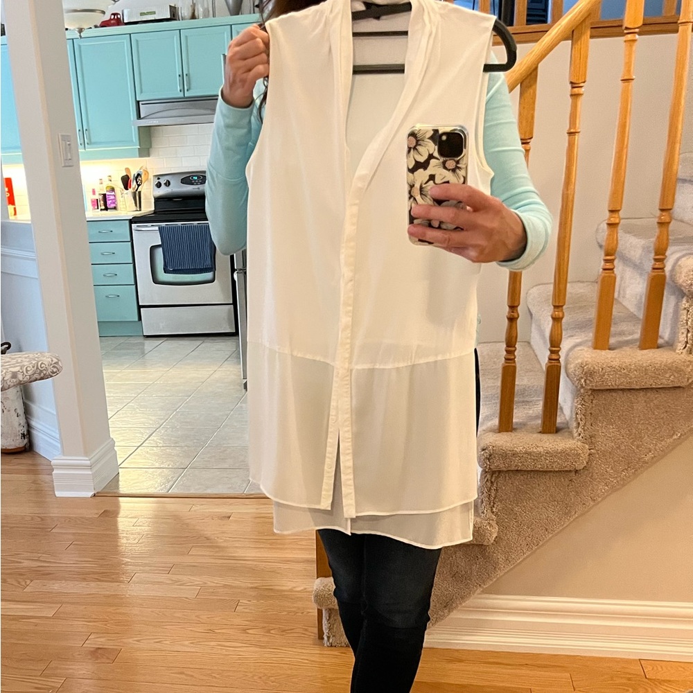 White sheer, sleeveless tunic